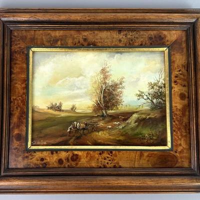  HUNGARIAN ARTIST MARIA TOLDY MINIATURE LANDSCAPE SIGNED OIL ON BOARD