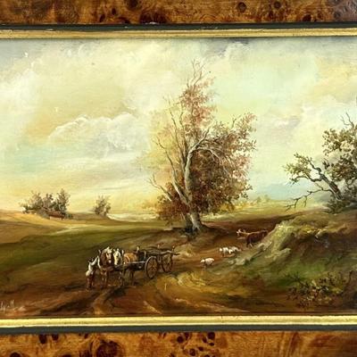  HUNGARIAN ARTIST MARIA TOLDY MINIATURE LANDSCAPE SIGNED OIL ON BOARD
