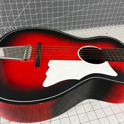 Parlor Guitar Red and Black Astro Steel Reinforced Neck