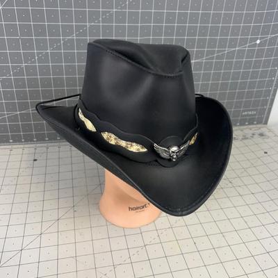 American Hat Sidewinder Leather Cowboy Hat with Snakeskin Band