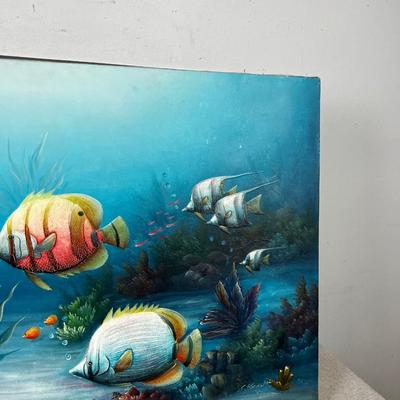 Tropical Fish Oil Painting by  C. Deralt 