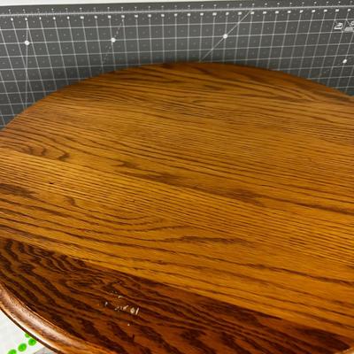 Round Oak End Table 