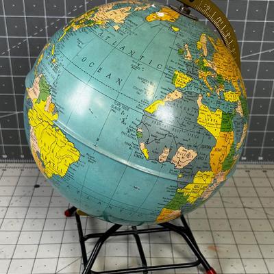 Cute Little Metal Globe Vintage 1950's Referred to as: Simplified 8" Globe