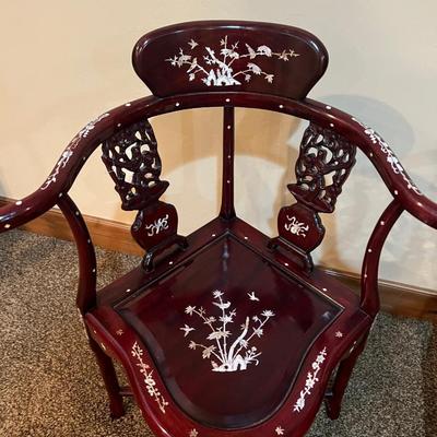 Asian Rosewood Chinese Inlay Chairs PAIR Nice