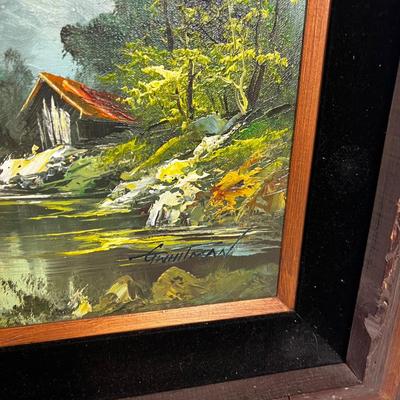 Oil Painting, Mountain Scene With Cabin By:  G. Whitman