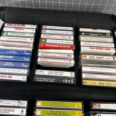 2 Cases of Cassette Tapes: Rock, Country and Classical 