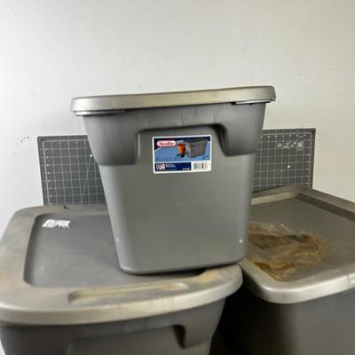 3 Gray Storage Tubs with Lids