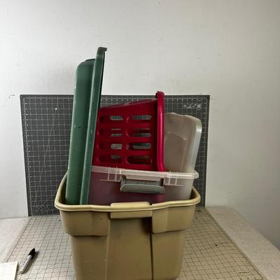 2 STORAGE Tubs and a Laundry Basket