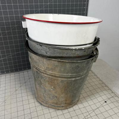 Vintage Antique Buckets 