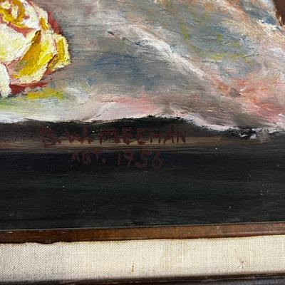 Still Life Oil on Board by B W Meehan 1956 