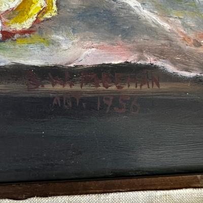 Still Life Oil on Board by B W Meehan 1956 