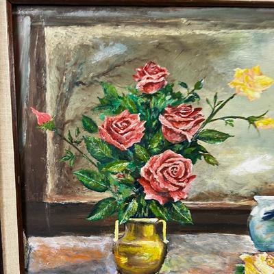 Still Life Oil on Board by B W Meehan 1956 