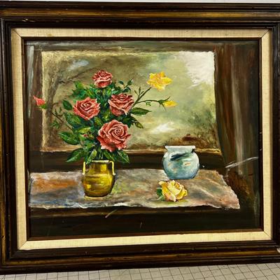Still Life Oil on Board by B W Meehan 1956 