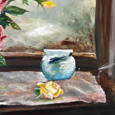 Still Life Oil on Board by B W Meehan 1956 