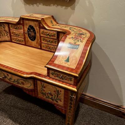 Ornate Hand Painted Writing Desk 