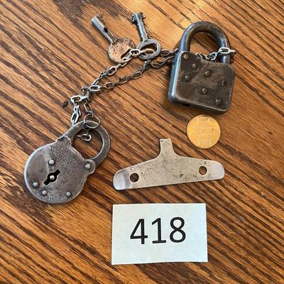 Rare CB & Q Rail Road Switch Lock + Unmarked padlock