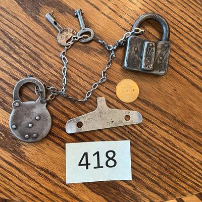 Rare CB & Q Rail Road Switch Lock + Unmarked padlock