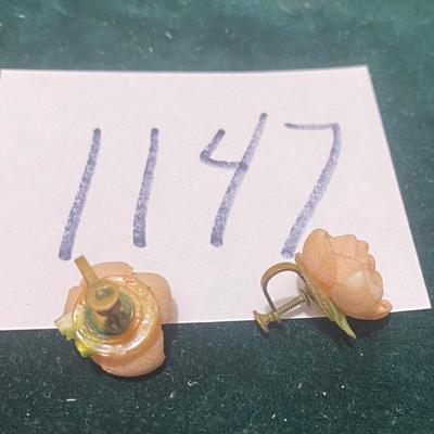 Vintage Clip On Rose Earrings