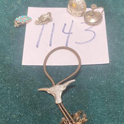 Vintage Clip On Earrings and Longhorn Clip