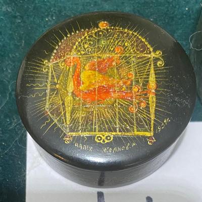 1934 Vintage Small Wooden Hand-painted Box