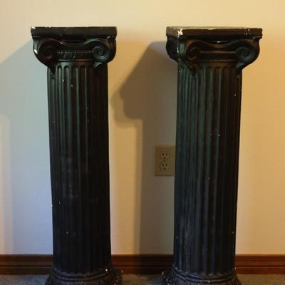 Pair of Black Painted Pedestals