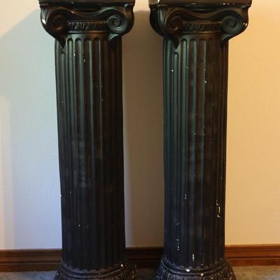 Pair of Black Painted Pedestals