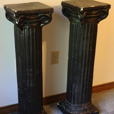 Pair of Black Painted Pedestals