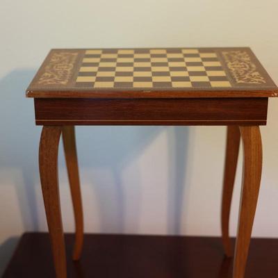 Miniature Chess Table with Music Box - Top Opens