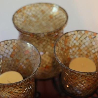 Mosaic Stained Glass Hurricane Candle Holders (3)