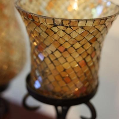 Mosaic Stained Glass Hurricane Candle Holders (3)