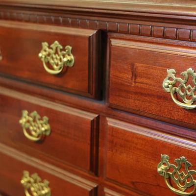 Mahogany Long Dresser With Trifold Mirror