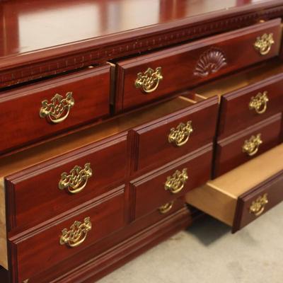 Mahogany Long Dresser With Trifold Mirror