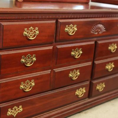 Mahogany Long Dresser With Trifold Mirror