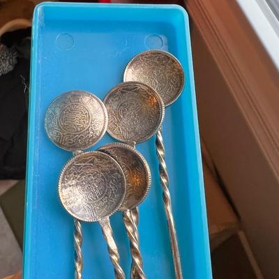 Lot 5 Vintage Saudi Arabia Silver 1/4 Riyal Spoons