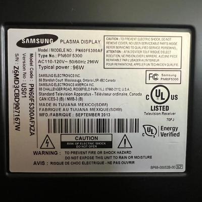 SAMSUNG 60â€ Plasma TV