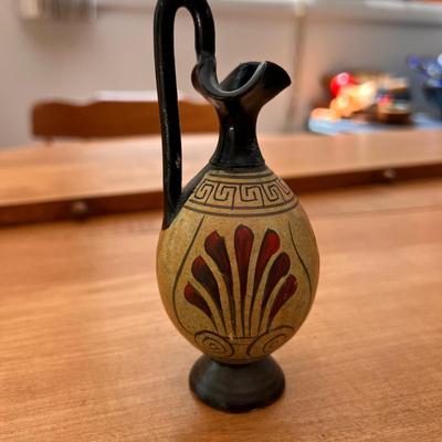 Greek Black Figural Mythology Etched Pottery Jug