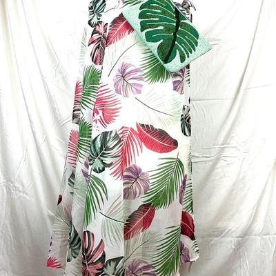 111 Tropical Palm Tree Full Body Wrap/Skirt with Beaded Clutch and Earrings