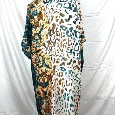 117 Green and Brown Leopard Wrap with Necklace and Earrings