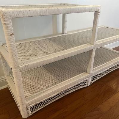 White Wicker Shelf Unit