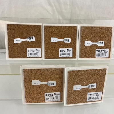 138 Tipsy Stone Coasters with Quirky Sayings  set of 5