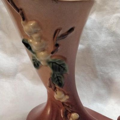 Roseville Pottery Snowberry Dusty Rose Pink Cornucopia Vase #ICC-6