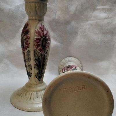 Antique Rare Weller Roma Candle Holders Circa 1910-1920 7.5"