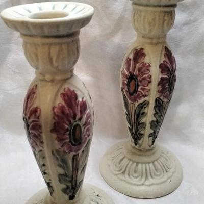 Antique Rare Weller Roma Candle Holders Circa 1910-1920 7.5"