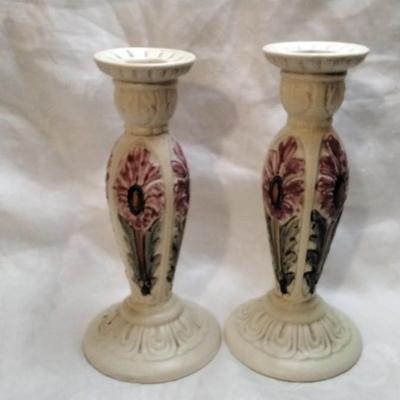 Antique Rare Weller Roma Candle Holders Circa 1910-1920 7.5"