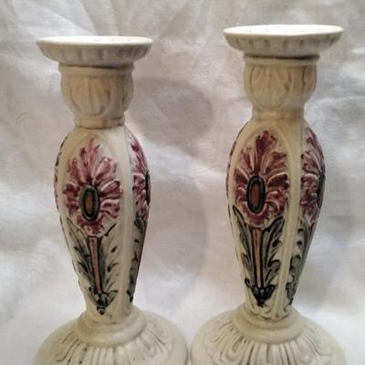 Antique Rare Weller Roma Candle Holders Circa 1910-1920 7.5"