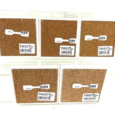 141  Tipsy Stone Coasters with Quirky Sayings  set of 5
