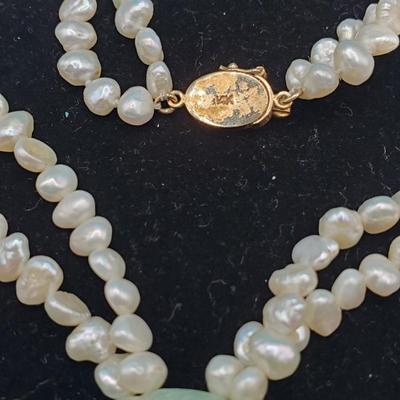 Jadeite and Freshwater Pearl Necklace