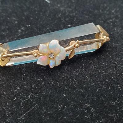 Crystal Pendant with Opal flower