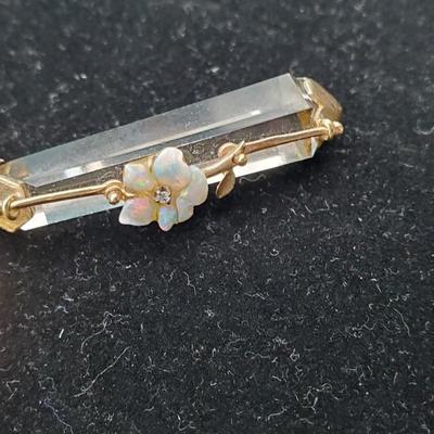 Crystal Pendant with Opal flower