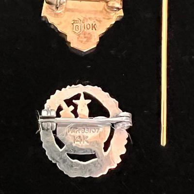 10K & 14K Jewelry Pin Lot - Vintage Koppers Pins